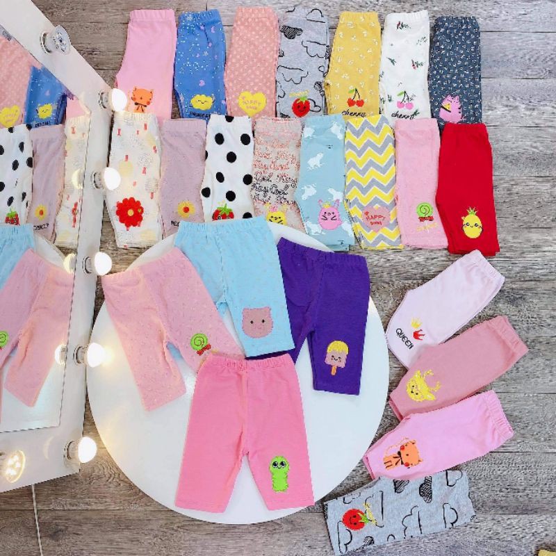 Quần legging lửng bé gái cotton bozip co dãn thoải mái