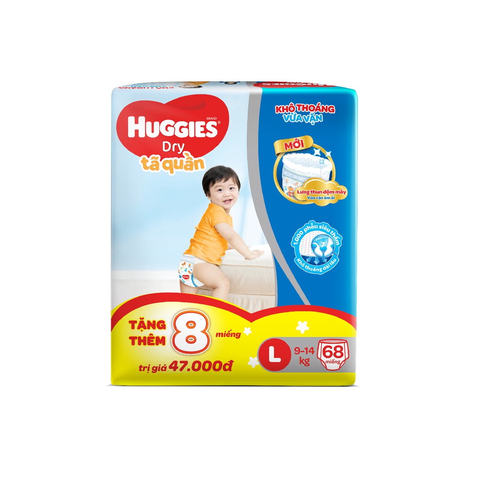 [Nhập MKBMHUG8P giảm 5% đơn từ 499K] [Tặng 8 miếng tã quần Huggies] Tã quần Huggies Pant Super Jumbo M74/L68/XL62/XXL56