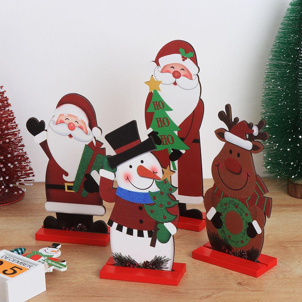 Phụ Kiện Trang Trí Giáng Sinh Hình Tuần Lộc / Ông Già Noel Bằng Gỗ DIY