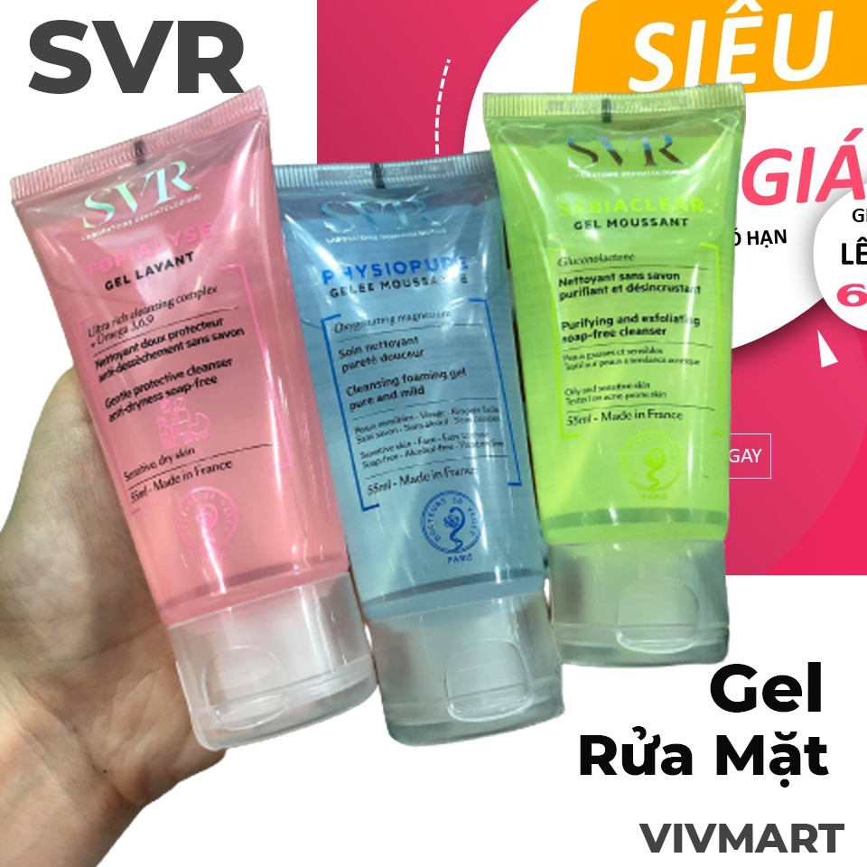 ✅ Gel Rửa Mặt SVR 55ml - làm sạch, loại bỏ tế bào chết