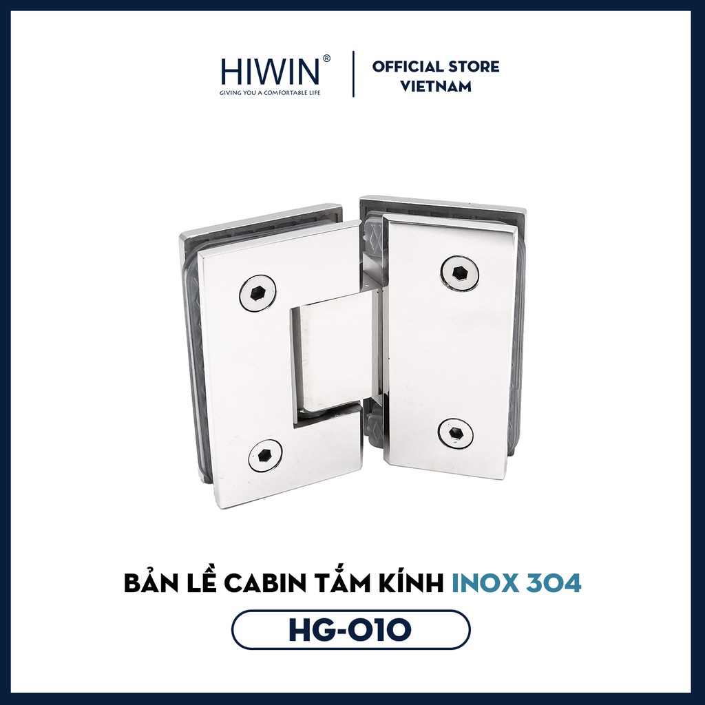 Bản lề cabin tắm kính 135 độ lệch cạnh thẳng inox 304 mặt gương Hiwin HG-010