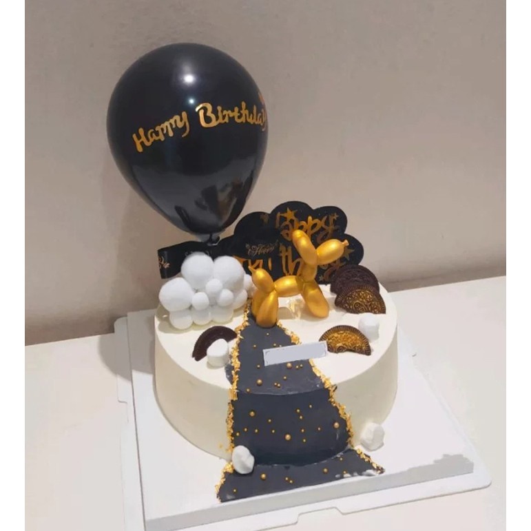 Bong Bóng Cao Su 5 inch Màu Đen Trang Trí Bánh Kem