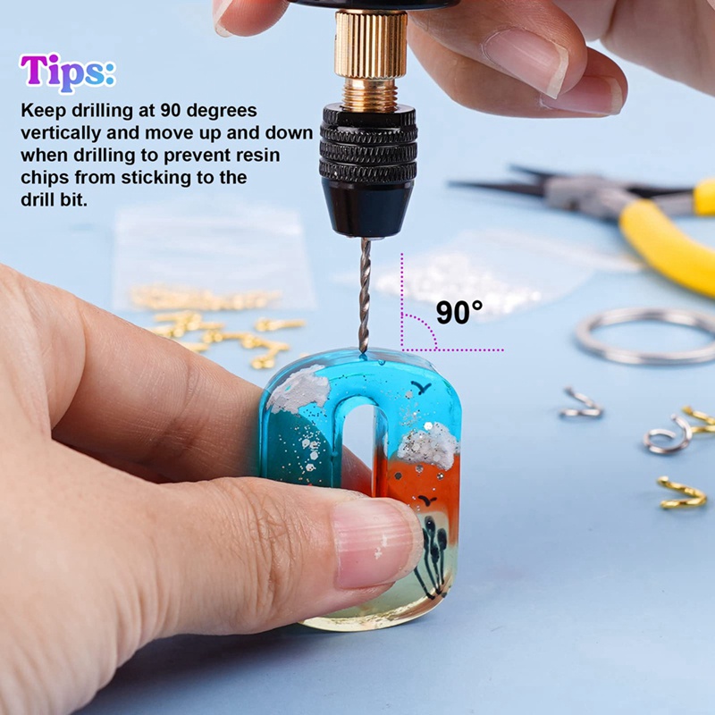 Bộ 74 Mũi Khoan Resin Điện Tử Với Kẹp 3 Cánh Với Khoảng Cách Khoan Lớn Hơn (0-3mm), Móc Khóa