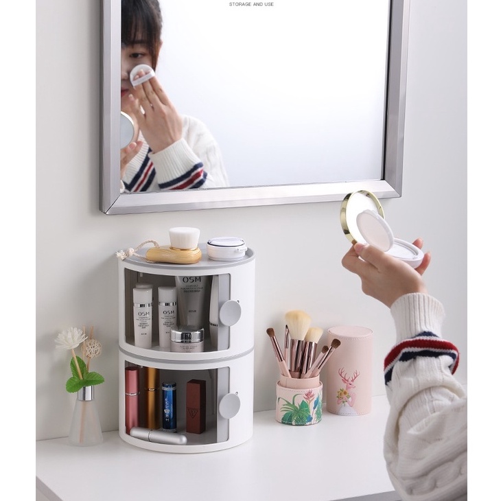 Kệ đựng mỹ phẩm treo tường nhà tắm OUSUWO , để đồ trang điểm trong nhà tắm treo tường không đục lỗ,làm bằng nhựa ABS