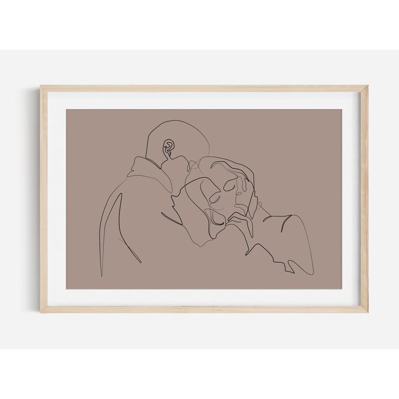 Tranh treo tường | Line art-Fine Line Couple Print, Romantic 49 , tranh canvas giá rẻ