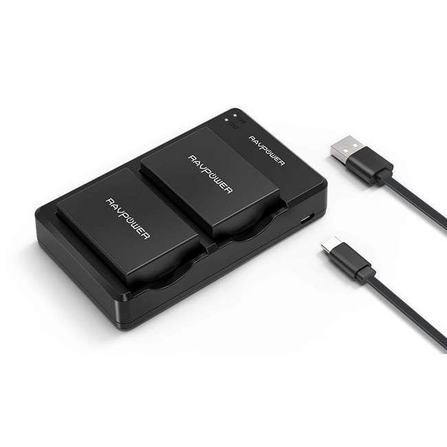 Bộ 2 Pin + 1 Sạc Canon LP-E8 RAVPOWER 1100mAh cho thân máy Canon 700D, 600D, 650D, 550D