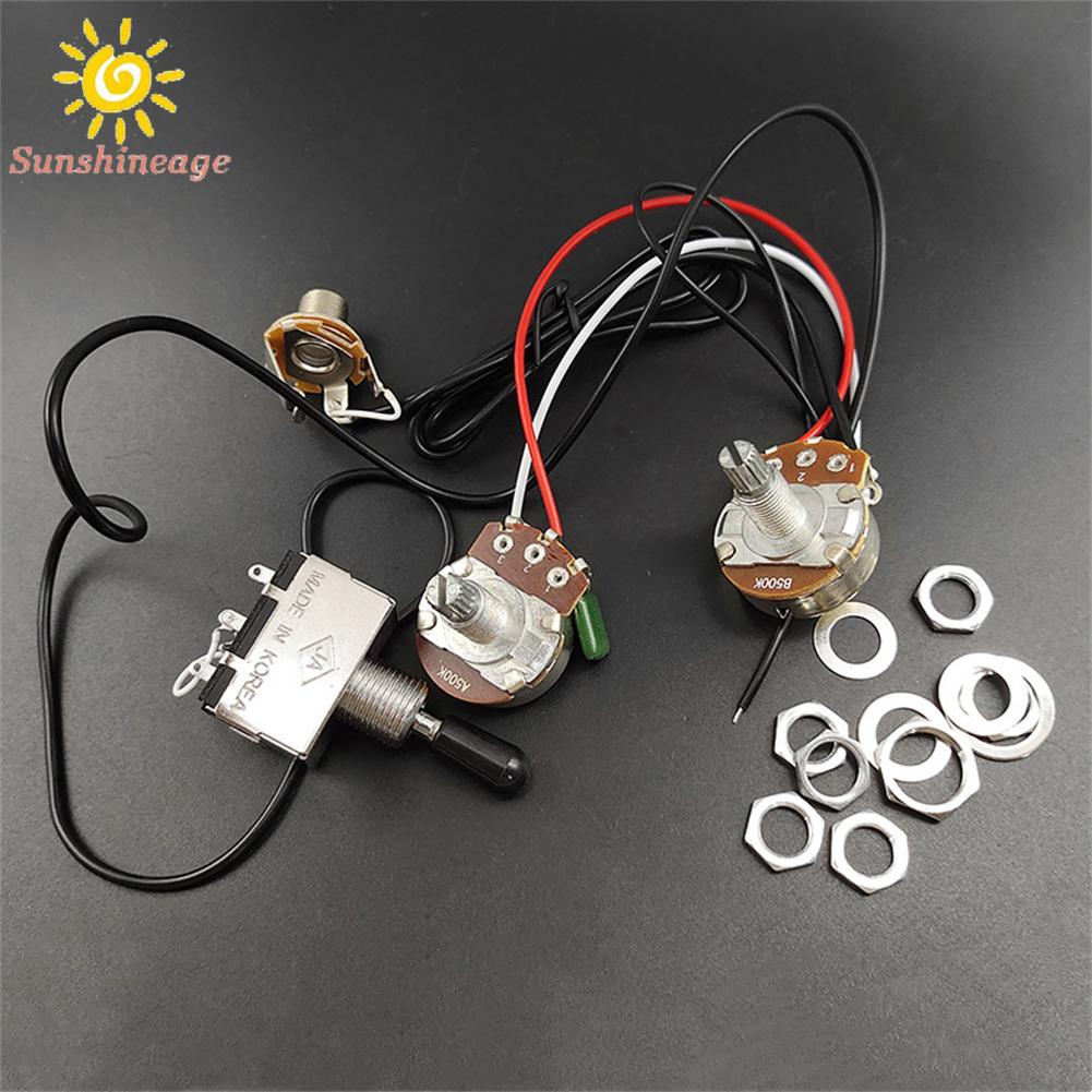 SUNAGE- ~Guitar Wiring Harness Prewired 3 Way Toggle Switch 500K Pots 1 Volume 1 Tone SsHYwW UGuedf【SUNAGE-HOT Fashion】