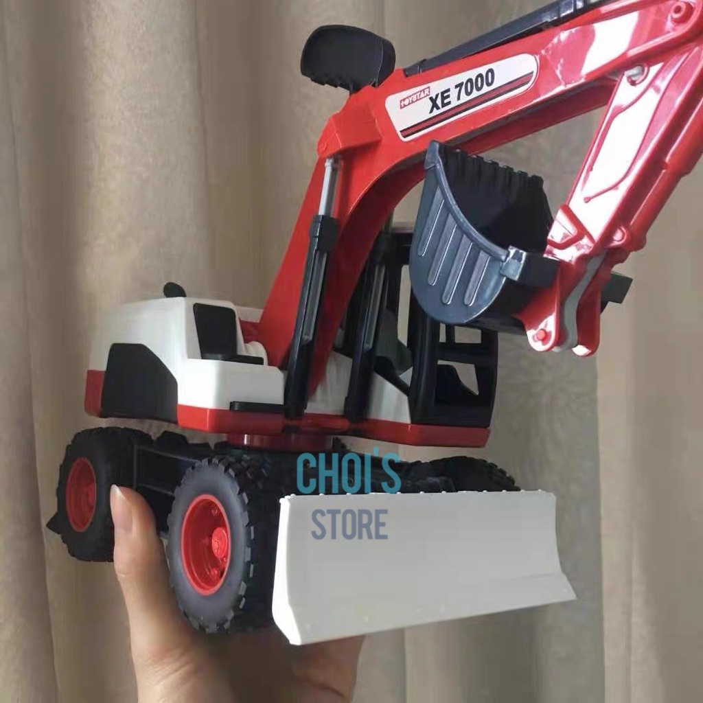 (Múc như thật- xoay 360) Xe ô tô cần cẩu, xe máy xúc công trình có âm thanh hãng Toystar cho bé- Đồ chơi đầy nhà