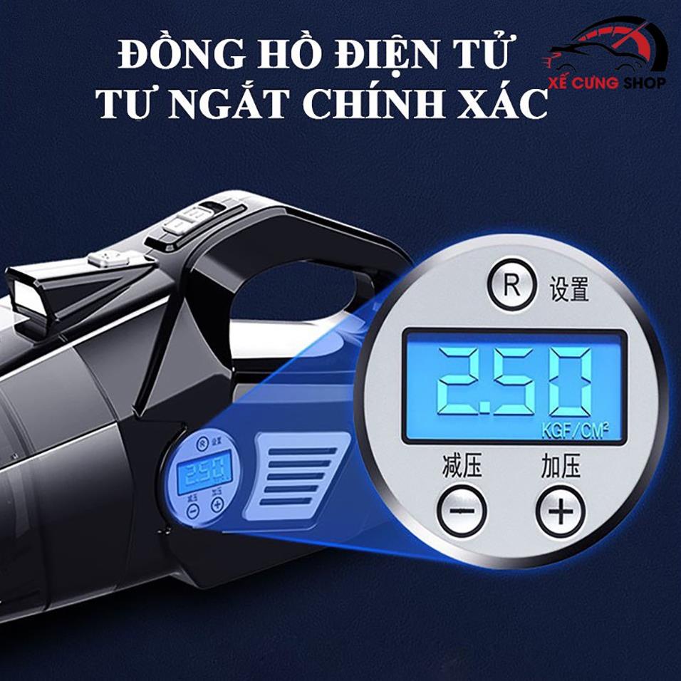 Hút bụi và bơm lốp tự ngắt 2 trong 1 chính hãng Aikesi tích hợp 4 chức năng, siêu khỏe, siêu bền