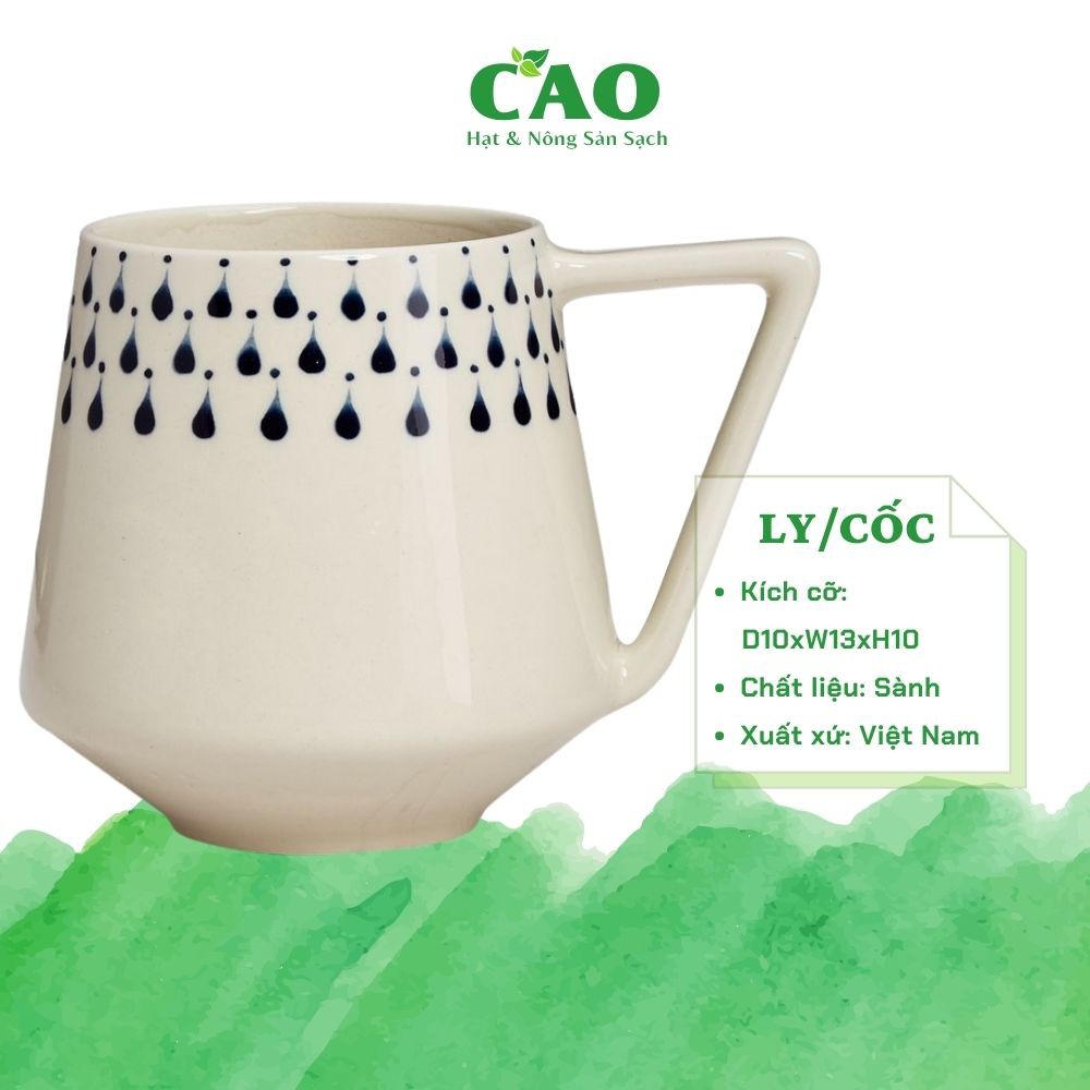 LY UỐNG NƯỚC HỌA TIẾT GIỌT NƯỚC BẰNG GỐM CAO CẤP