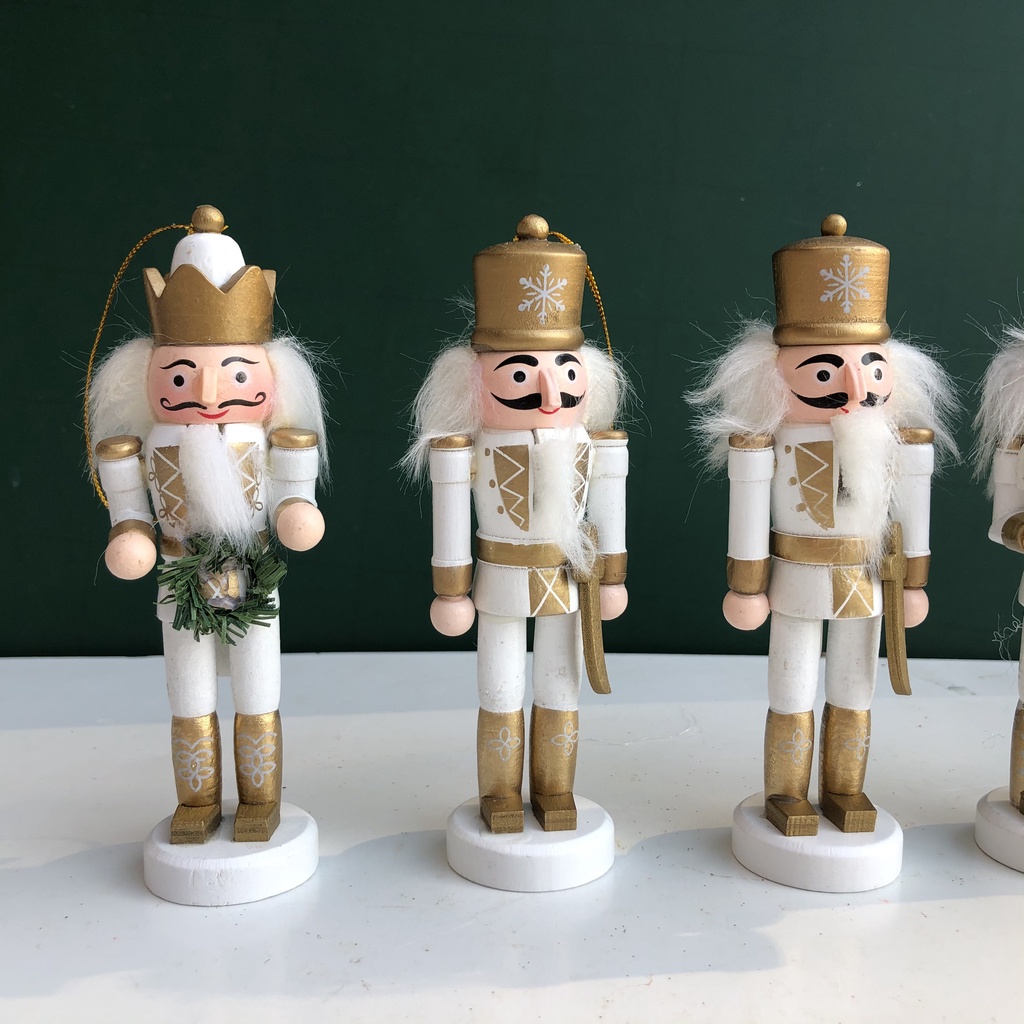 Bộ 5 mô hình chú lính chì gỗ Decor Trang Trí Giáng Sinh - Noel Cao 14cm