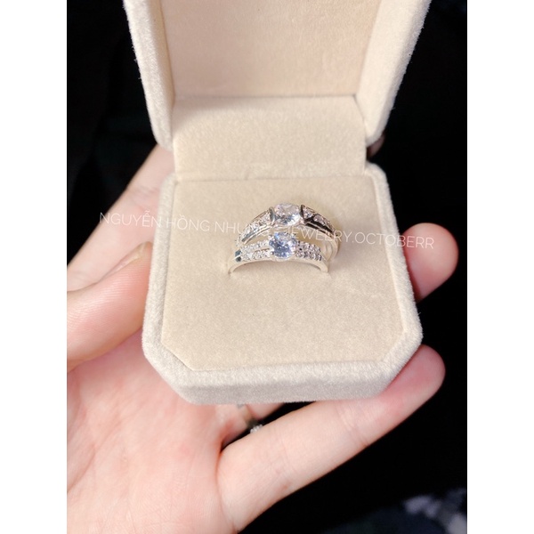 Nhẫn đôi bạc ta nguyên chất MS676