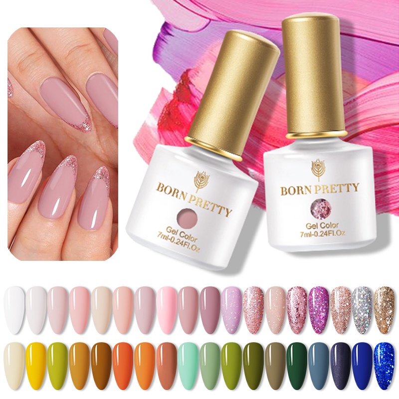 BORN PRETTY Sơn Móng TayGel UV Tông Màu Hồng Nude Bóng Bẩy 7ML