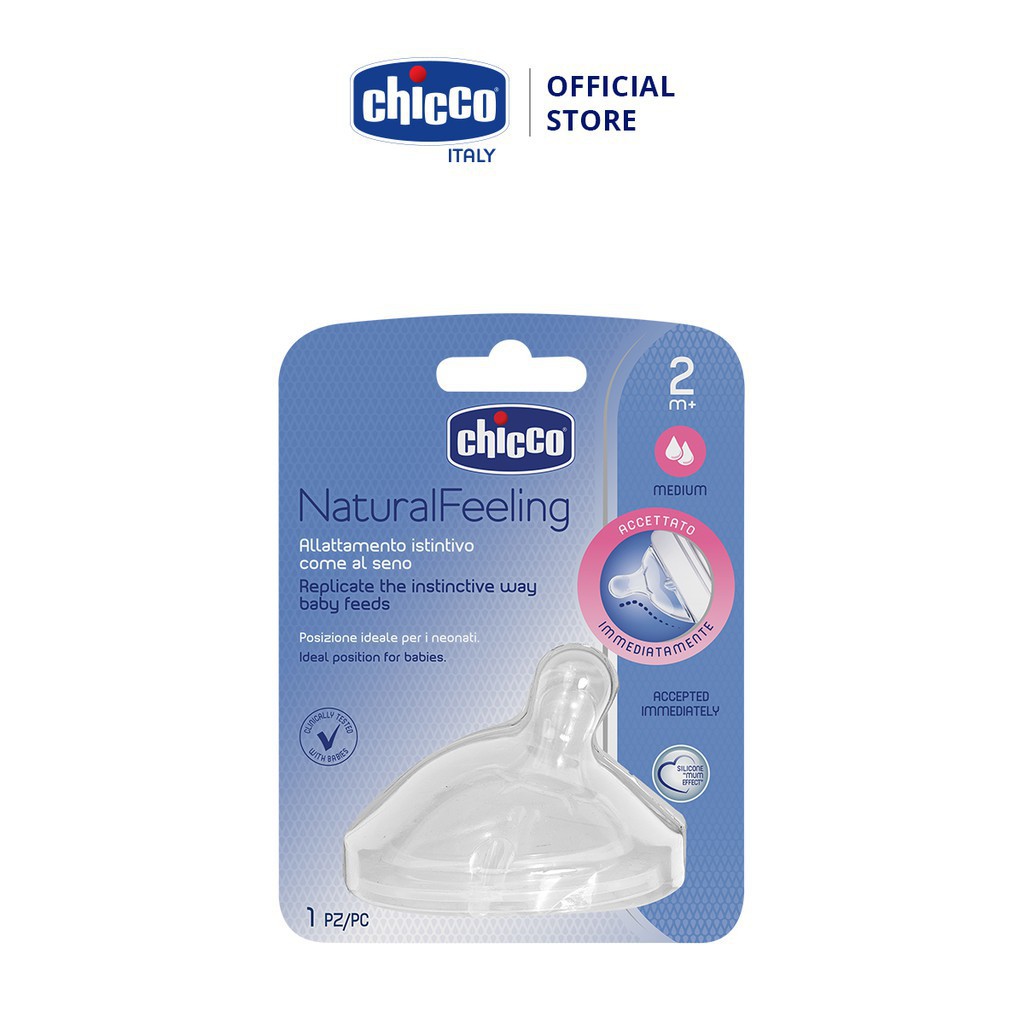 Combo Bình sữa Chicco núm nghiêng Pisa Natural Feeling 0M+ 150ml + Núm ty Chicco nghiêng Pisa dòng chảy trung bình 2M+