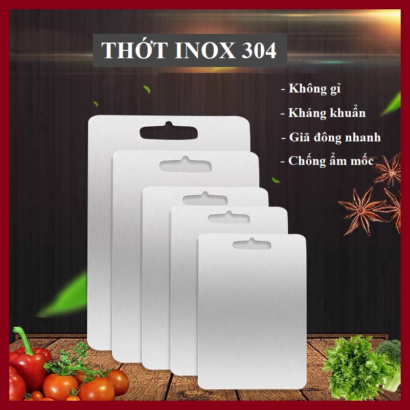 THỚT INOX 304 Kháng khuẩn cao cấp 2 mặt , rã đông nhanh,  nhập khẩu, chống ẩm mốc, chống rỉ sét - Dày 0.3 cm !