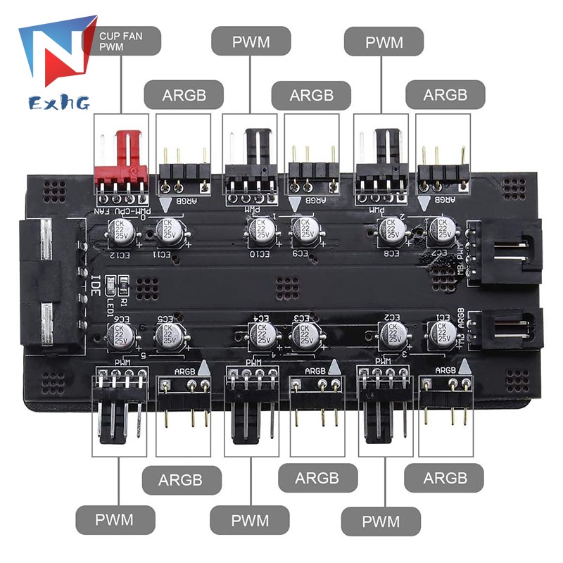 Quạt Tản Nhiệt 12v 4pin Pwm & 5v 3pin Argb 2 Trong 1 Với 2 Dây Nối