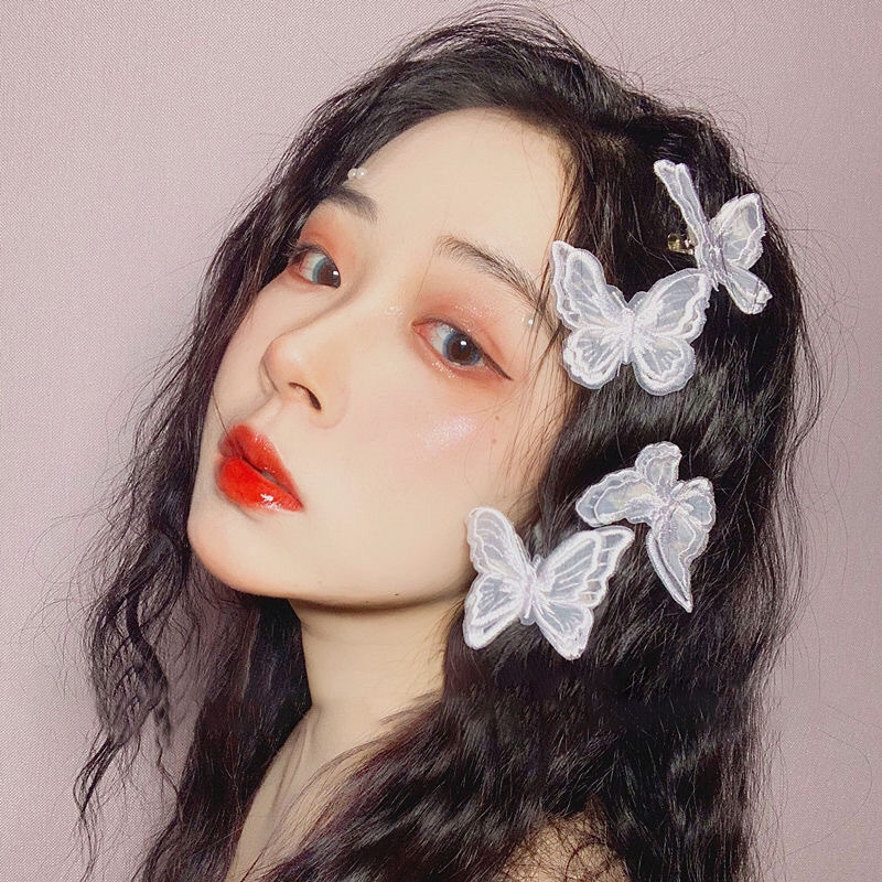 Pearl Embroidery Butterfly Hairclips