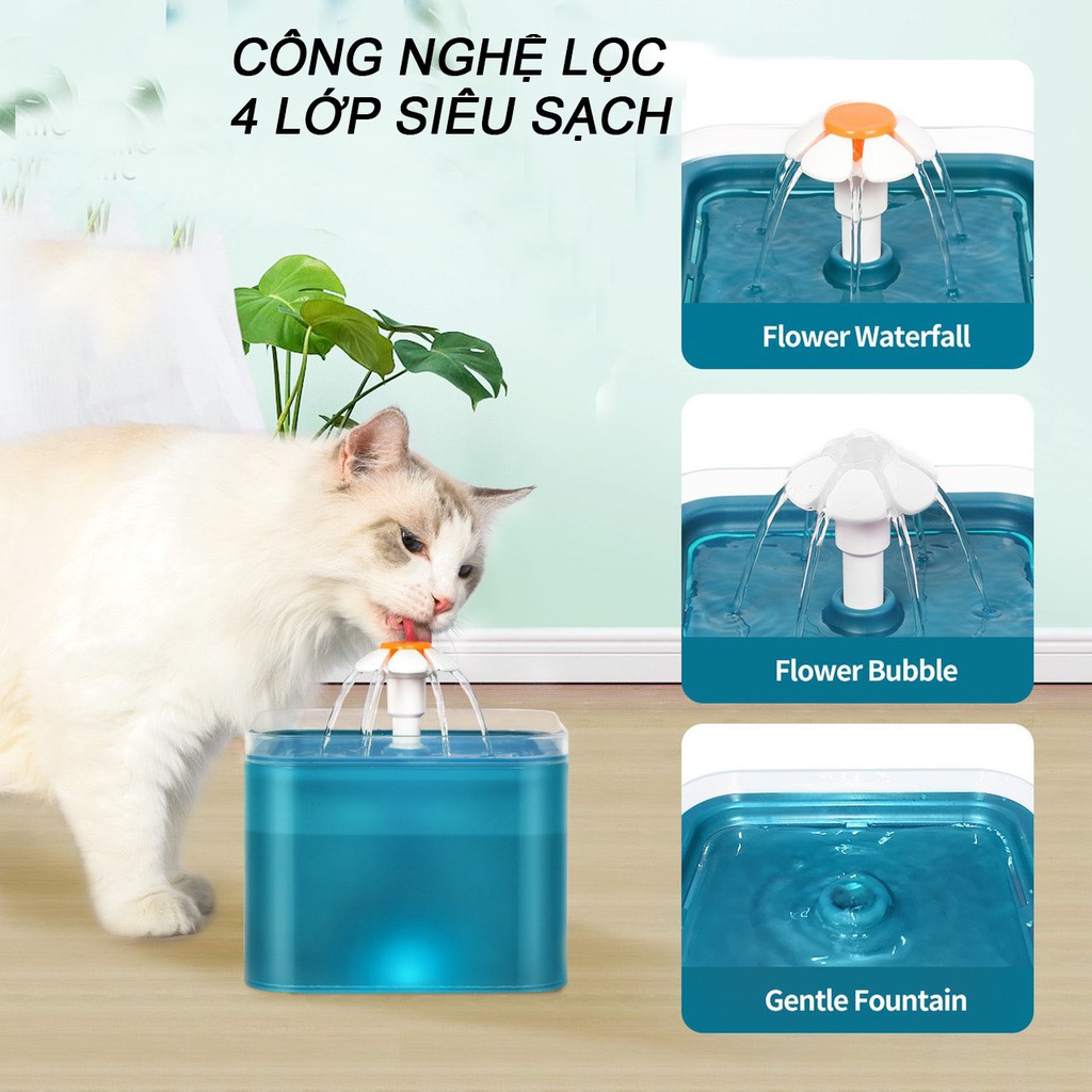máy uống nước tự động cho mèo có đèn LED cho chó mèo