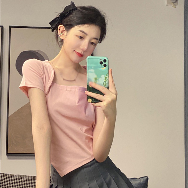 Áo Thun Tay Ngắn Dáng Ôm Thiết Kế Độc Đáo Thời Trang Cho Nữ