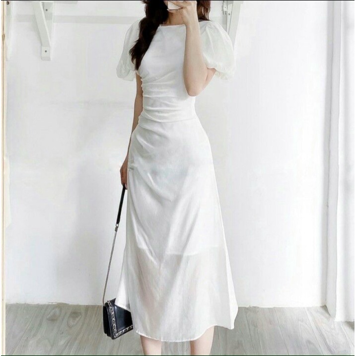 Đầm Cổ Tròn Tay Phồng Nhẹ AKARA H042 | BigBuy360 - bigbuy360.vn