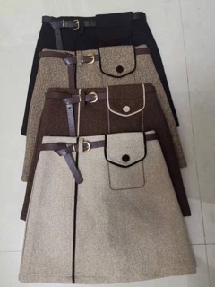 Chân váy dạ kèm đai