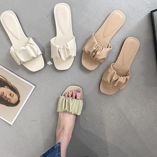summer green flat slippers