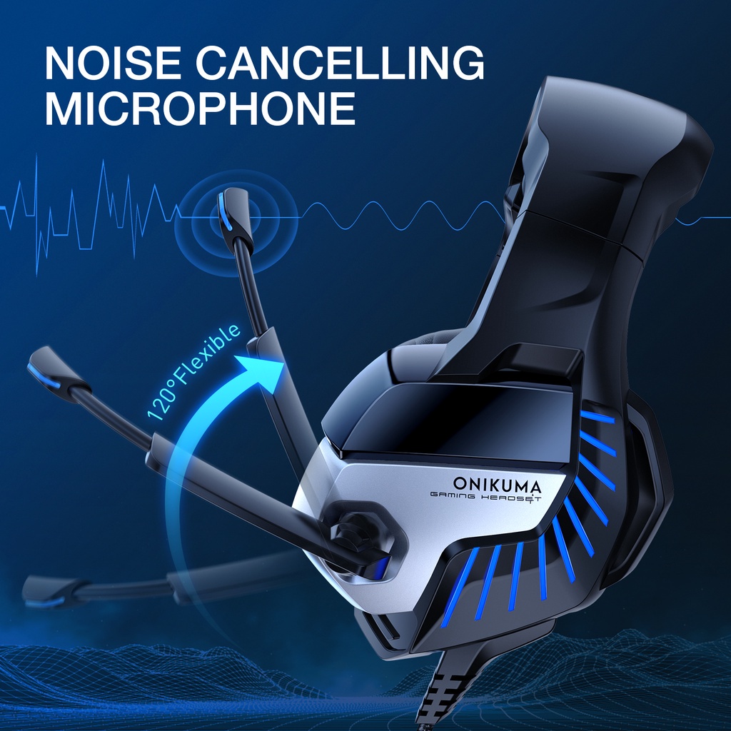 Tai nghe chơi game âm thanh nổi gắn trên đầu ONIKUMA K5 Pro với micrô và đèn LED