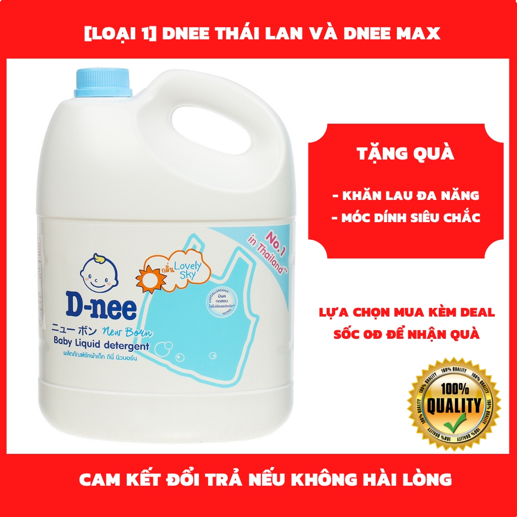 (Trợ giá) Nước Giặt Dnee Thái Lan 3000ml hàng chính hãng an toàn cho bé