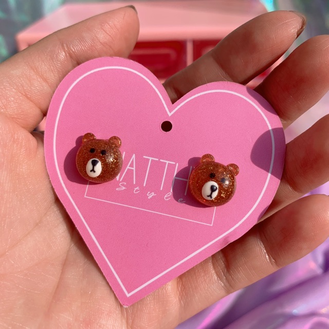 Bông tai Brown Cony Sally lấp lánh