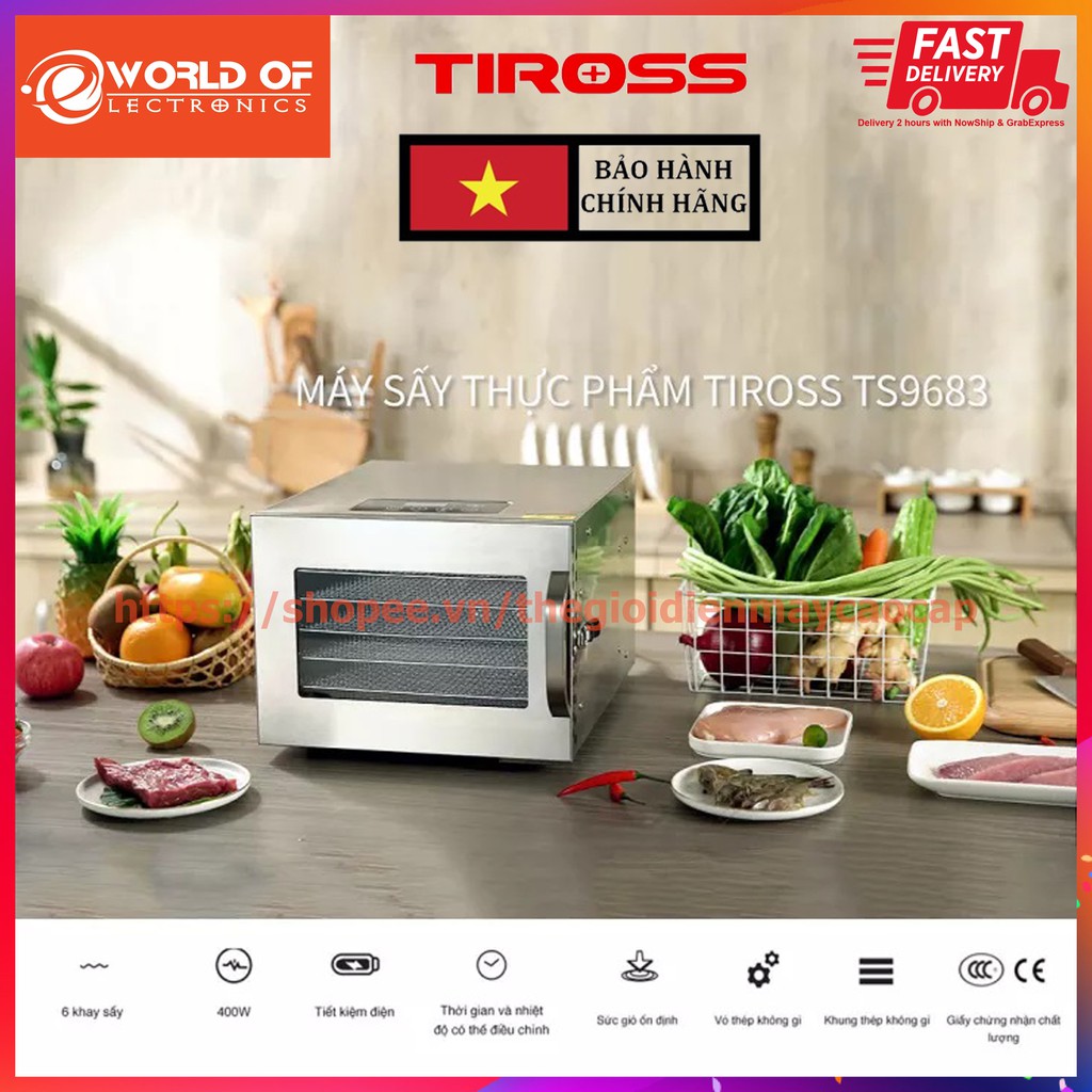 Máy sấy hoa quả Tiross TS-9683 6 khay sấy inox