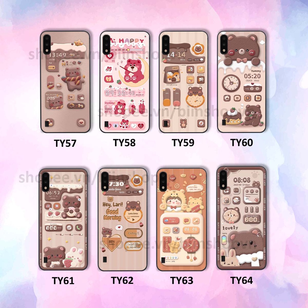Ốp Samsung A01 / A02 in 3D icon gấu nổi siêu xinh, siêu đáng yêu, cá tính phong cách