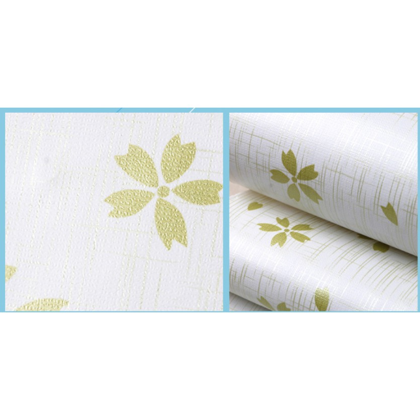 DECAL 1m Giấy dán tường khổ rộng 45cm ( có sẵn keo ) - HOA 5 CÁNH XANH LÁ ELL252 | BigBuy360 - bigbuy360.vn