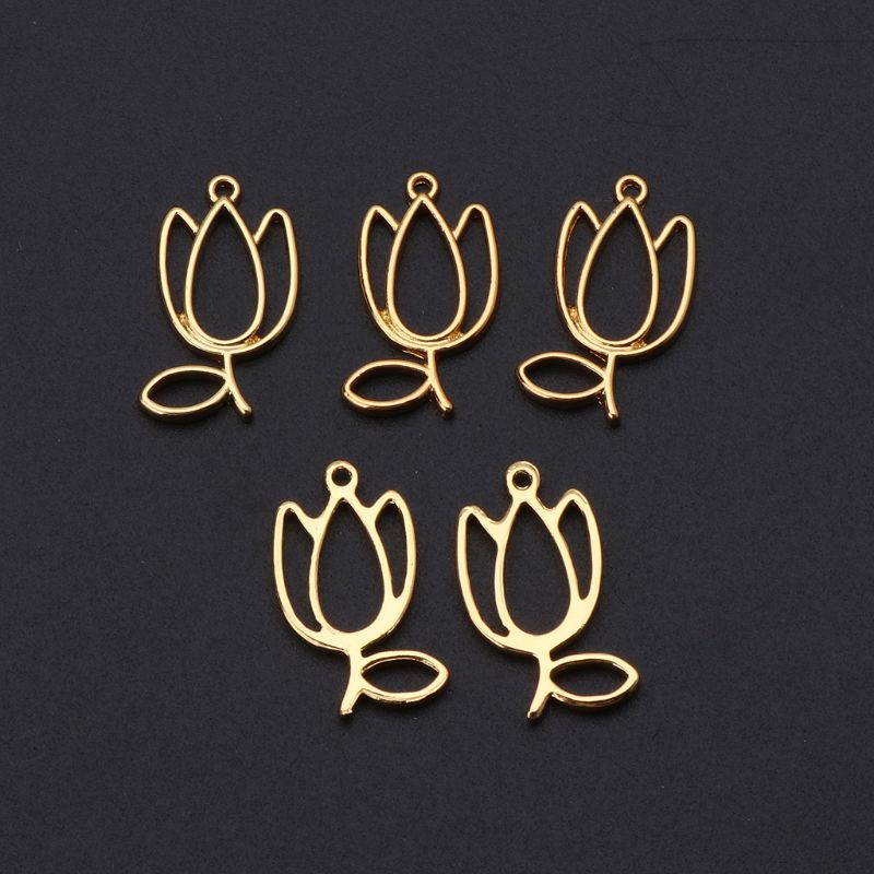 Bộ 5 Khung Kim Loại Hình Hoa Tulip Dùng Làm Trang Sức DIY