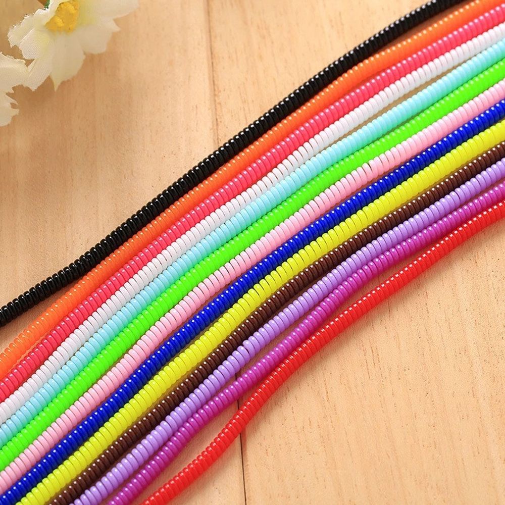 Vỏ bọc bảo vệ dây cáp sạc USB màu trơn cho Android IPhone 60cm