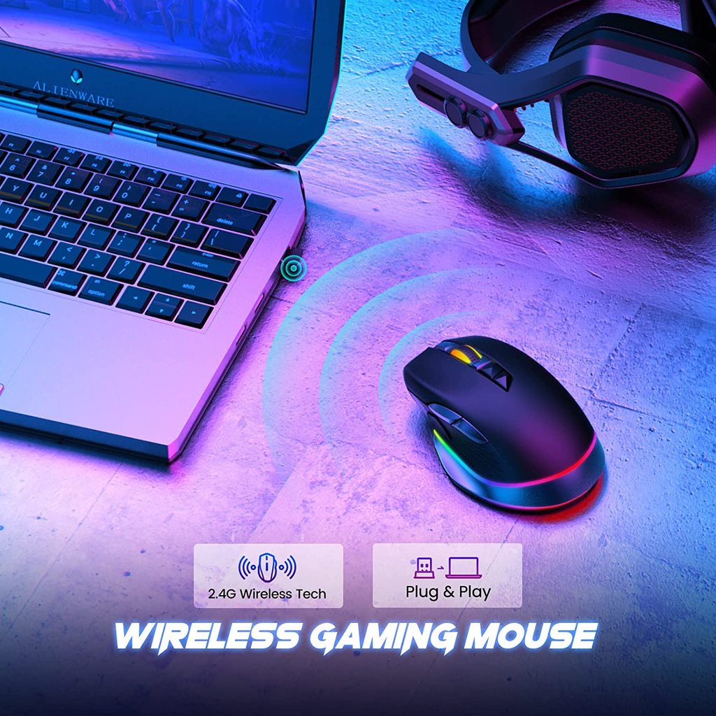 Chuột không dây Jomaa 2.4G USB 8 nút lập trình 6 cấp độ 10K DPI MMO RPG