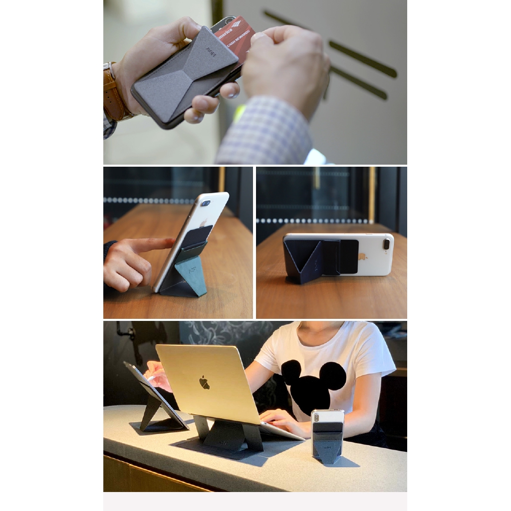 MOFT X Phone Holder  Portable Ultra thin Invisible Smart Stand with Magnetic Sticker/Removable Foldable Card Slot Design