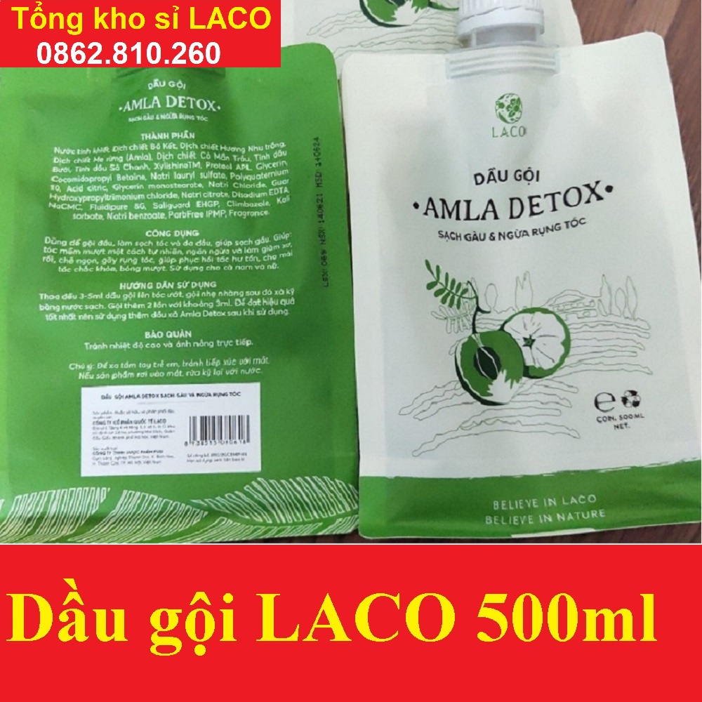Bộ dầu Gội đầu + Xả Laco Organic Amla detox kèm xịt dưỡng tóc serum ngăn rụng tóc và kích thích mọc tóc