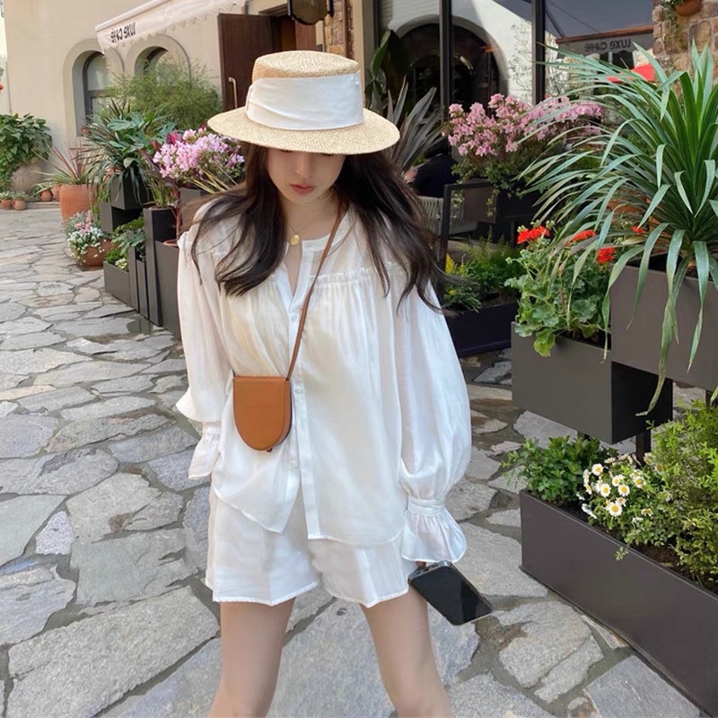 Áo sơ mi cổ tàu tay bèo chất lụa tằm mướt,thấm mồ hôi-Minxy shop