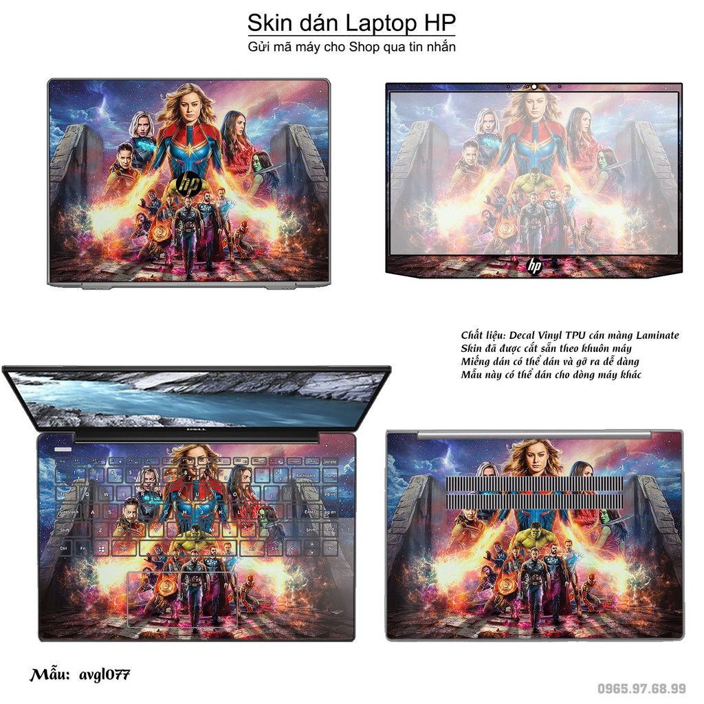 Skin dán Laptop HP in hình Avenger (inbox mã máy cho Shop)