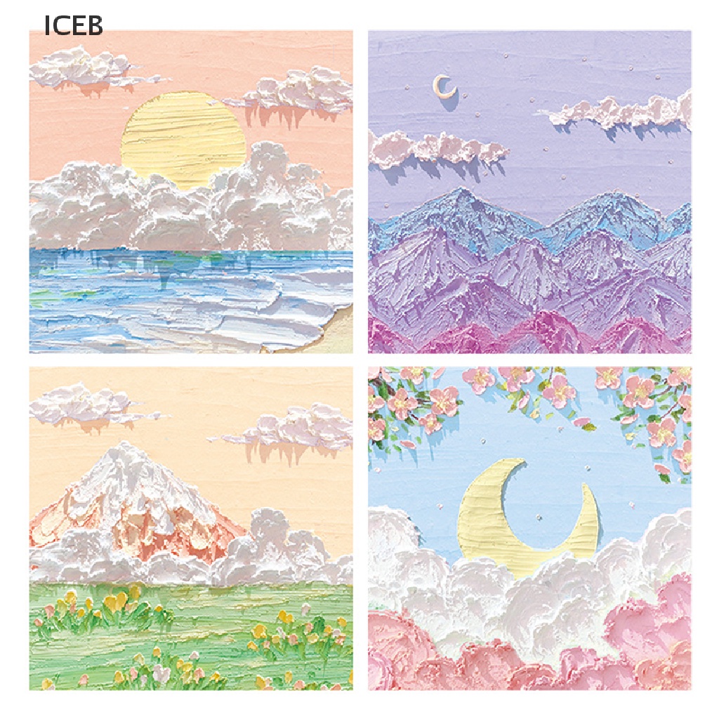 ic 80sheets Oil Painting Stickers Memo Pad Colored Notepad Kawaii Stickers Notes my