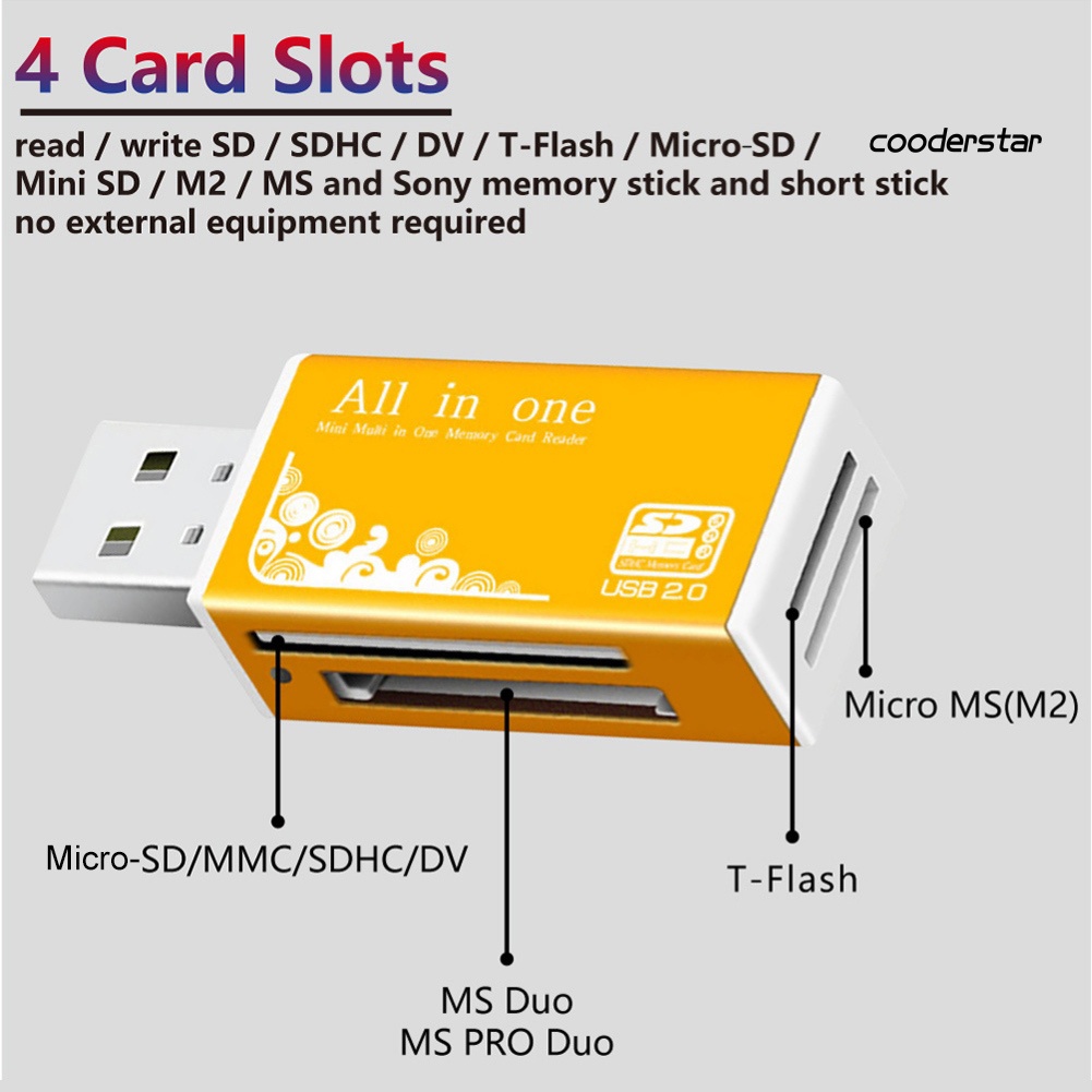 Đầu Đọc Thẻ Nhớ Usb 2.0 Micro-Sd / Tf / Ct / Ms / Sdhc / Mmc