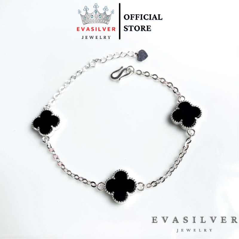 Vòng tay đá đen chất liệu bạc ta sang trọng nữ tính - Trang sức bạc Evasilver