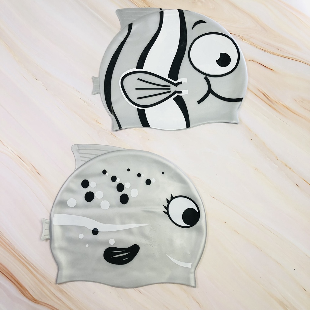 Nón bơi trẻ em, nón bơi cho bé chất silicon chống thấm nước co giãn tốt hình cá cho bé thoải mái bơi lội - CASHZINESHOP