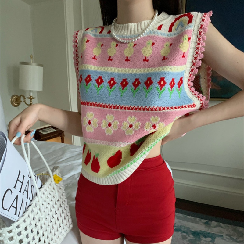 Áo Dệt Kim Sát Nách Cổ Tròn Thời Trang Ngọt Ngào