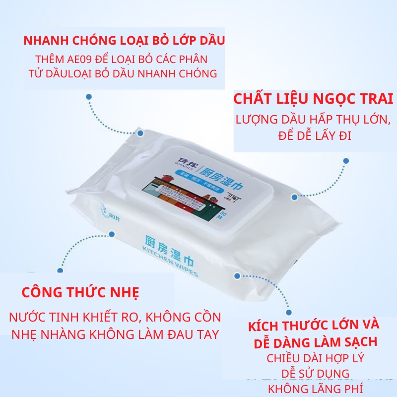 Khăn ướt lau bếp đa năng, giấy ướt lau vệ sinh nhà bếp, bát đĩa cơ lớn siêu dai an toàn cho da tay
