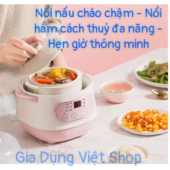 Nồi Nấu Cháo Chậm - Nồi Trưng Hầm Cách Thủy Đa Năng Dung Tích 1 Lít