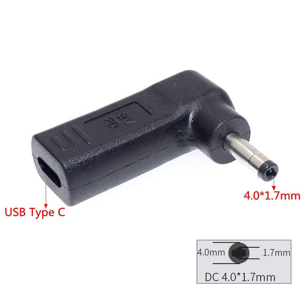 Đầu sạc chuyển đổi cổng USB Type C sang nguồn điện DC 4.0x1.7mm / 4.0*1.7mm chuyên dụng cho laptop Dell HP Lenovo Asus