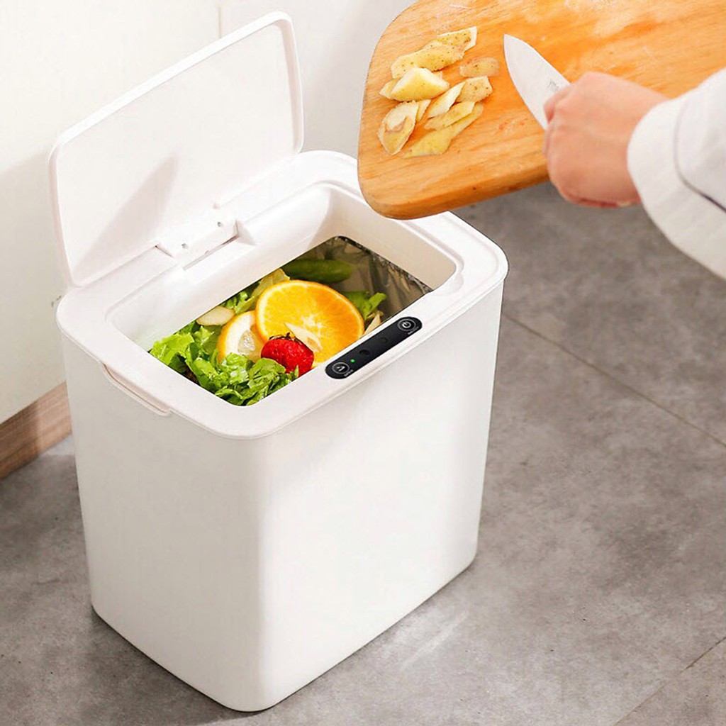 Thùng Rác Cảm Ứng Thông Minh Có Nắp Đóng Mở Tự Động Thùng Rác Cao Cấp ( Loại 16L)-Loại Cắm Sạc Hiện Đại