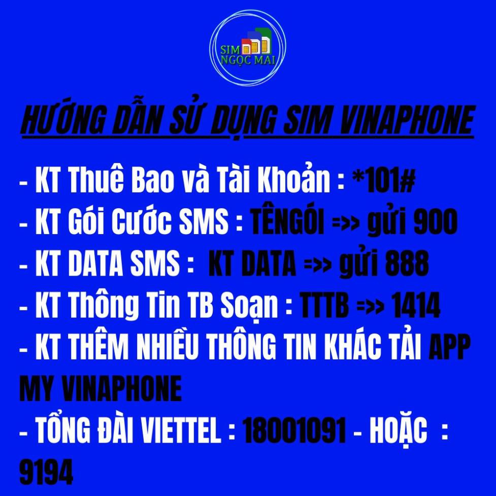 Sim 4G Vinaphone Vd89P - 4GB/NGÀY - 120GB DATA - MIỄN PHÍ GỌI - SIM NGỌC MAI