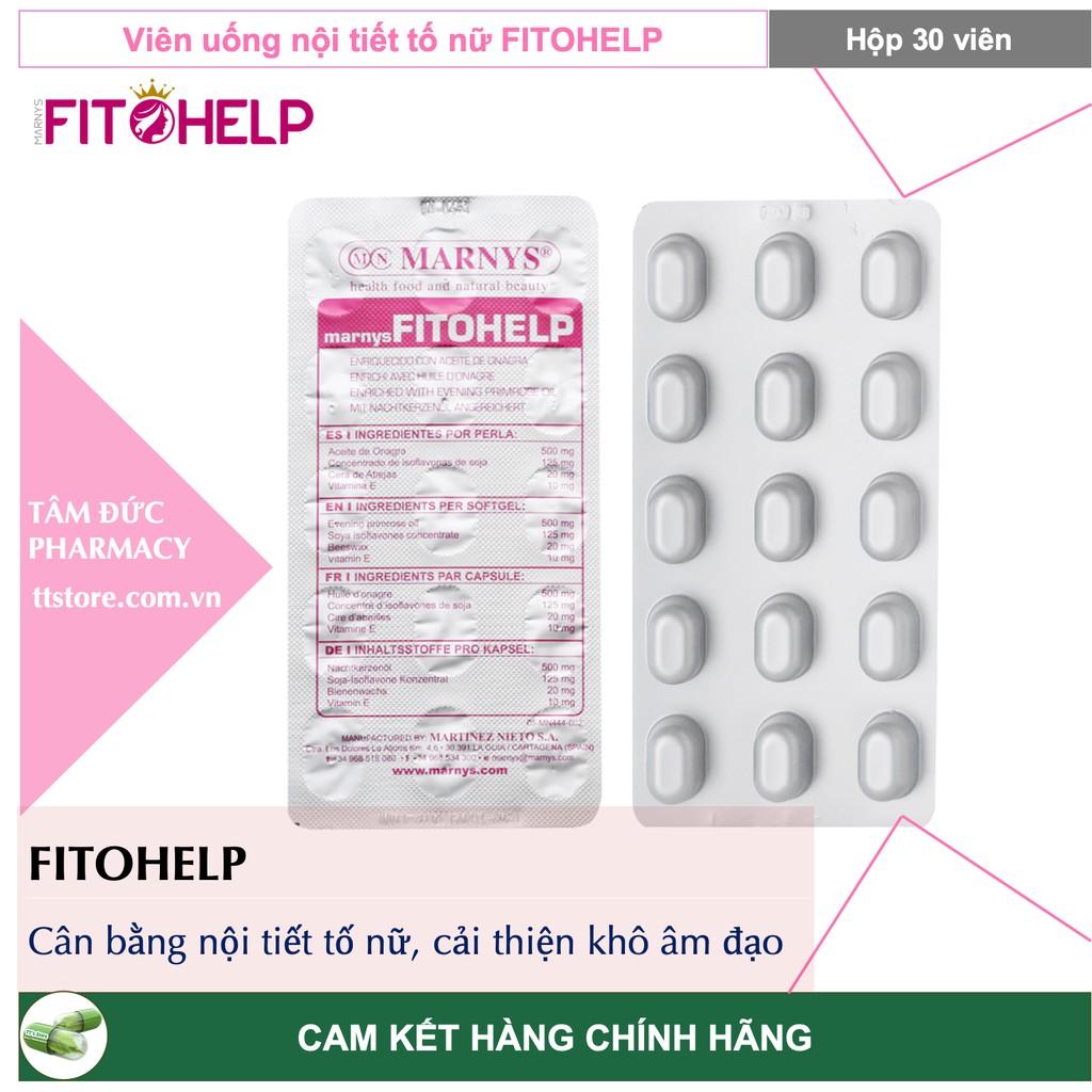 Marnys FITOHELP [Hộp 30 viên] - Bổ sung nội tiết tố nữ, cải thiện khô âm đạo, bốc hoả, mất ngủ